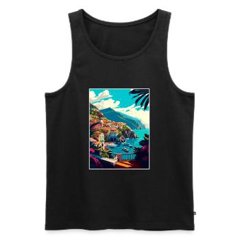 Amalfi Italie Décoration Vintage Voyage Affiche WPA - Débardeur bio Premium Homme - noir - Devant - Michal (187cm)