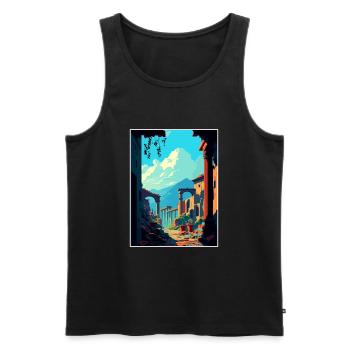 Pompéi Italie Décoration Vintage Voyage Affiche WPA - Débardeur bio Premium Homme - noir - Devant - Michal (187cm)