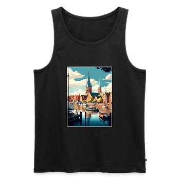 Flensburg Germany Vintage Travel Poster Souvenir - Men's Premium Organic Tank Top - black - Front - Michal (187cm)