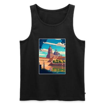 Salamanque Espagne Vintage voyage affiche WPA Souvenir - Débardeur bio Premium Homme - noir - Devant - AI Model Male 178 light (178cm)