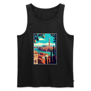 Vérone Italie Décoration Vintage Voyage Affiche WPA - Débardeur bio Premium Homme - noir - Devant - Michal (187cm)