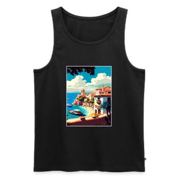 Costa Brava Spanien Vintage Reiseposter Souvenir - Männer Premium Bio Tank Top - Schwarz - Vorne - AI Model Male 178 light (178cm)