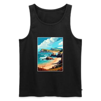 Cantabrie Espagne Vintage voyage affiche WPA Souvenir - Débardeur bio Premium Homme - noir - Devant - Michal (187cm)