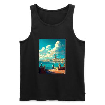 Cadiz Spain Vintage Travel Poster WPA Souvenir - Men's Premium Organic Tank Top - black - Front - Michal (187cm)