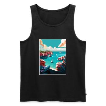 Menorca Spain Vintage Travel Poster WPA Souvenir - Men's Premium Organic Tank Top - black - Front - AI Model Male 178 light (178cm)