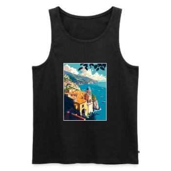 Amalfi Italie Vintage voyage affiche WPA Souvenir - Débardeur bio Premium Homme - noir - Devant - Michal (187cm)