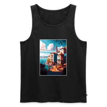 Santander Spanien Vintage Reiseposter WPA Souvenir - Männer Premium Bio Tank Top - Schwarz - Vorne - AI Model Male 178 light (178cm)