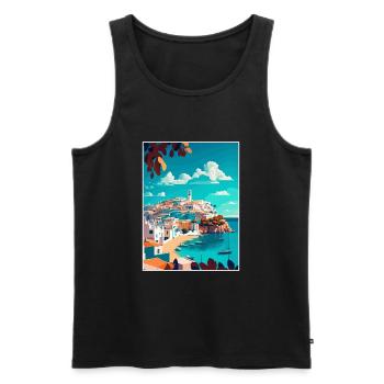 Ibiza Spanien Vintage Reiseposter WPA Souvenir - Männer Premium Bio Tank Top - Schwarz - Vorne - Michal (187cm)