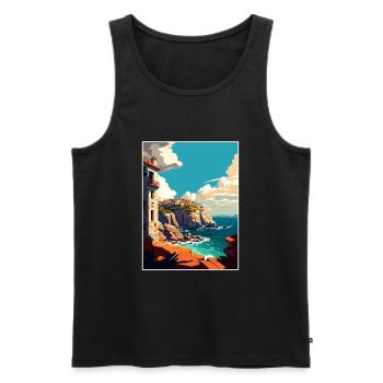 Galicien Spanien Vintage Reiseposter WPA Souvenir - Männer Premium Bio Tank Top - Schwarz - Vorne - AI Model Male 178 light (178cm)