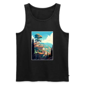 Grasse France Vintage voyage affiche WPA Souvenir - Débardeur bio Premium Homme - noir - Devant - AI Model Male 178 light (178cm)
