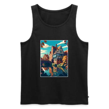 Nuremberg décoration Allemagne Vintage affiche de voyage - Débardeur bio Premium Homme - noir - Devant - Michal (187cm)