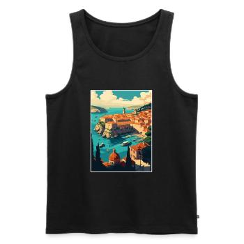 Dubrovnik Kroatien Vintage Reiseposter Souvenir - Männer Premium Bio Tank Top - Schwarz - Vorne - Michal (187cm)