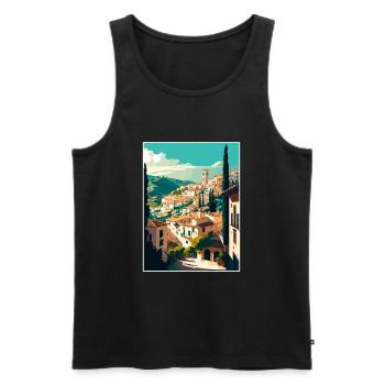 Grenade Espagne Vintage voyage affiche WPA Souvenir - Débardeur bio Premium Homme - noir - Devant - Michal (187cm)
