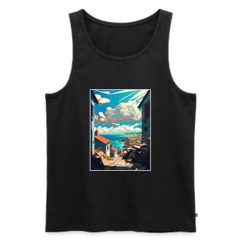 Galicien Spanien Vintage Reiseposter WPA Souvenir - Männer Premium Bio Tank Top - Schwarz - Vorne - AI Model Male 178 light (178cm)
