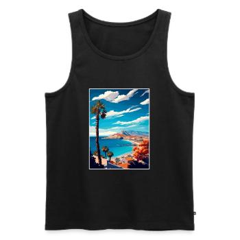 Costa Blanca Espagne Vintage voyage affiche Souvenir - Débardeur bio Premium Homme - noir - Devant - AI Model Male 178 light (178cm)