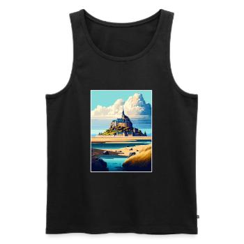 Mont Saint Michel France Vintage Travel Poster WPA - Men's Premium Organic Tank Top - black - Front - AI Model Male 178 light (178cm)