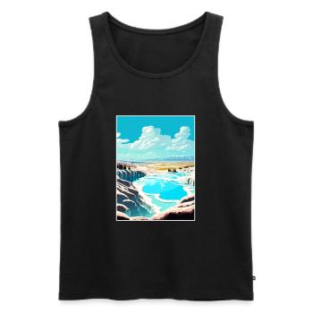 Pamukkale Dekoration Vintage Reiseposter WPA Kunst - Männer Premium Bio Tank Top - Schwarz - Vorne - AI Model Male 178 light (178cm)