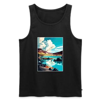 Blue Lagoon Islande Vintage voyage affiche Souvenir - Débardeur bio Premium Homme - noir - Devant - Michal (187cm)