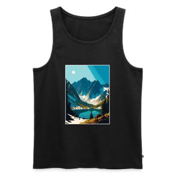 Montagnes Pologne Vintage Voyage Poster WPA - Débardeur bio Premium Homme - noir - Devant - Michal (187cm)