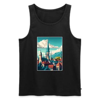 Bern Schweiz Vintage Reiseposter Souvenir - Männer Premium Bio Tank Top - Schwarz - Vorne - Michal (187cm)