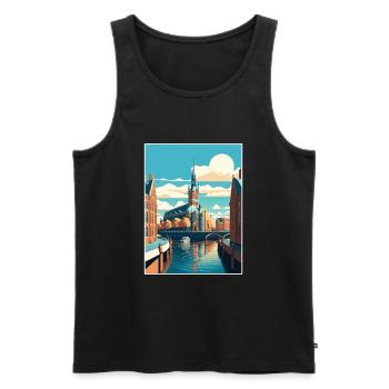 Hambourg Allemagne Vintage voyage affiche WPA Souvenir - Débardeur bio Premium Homme - noir - Devant - Michal (187cm)