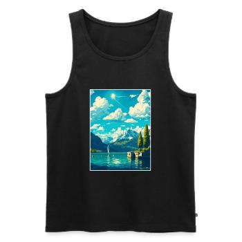 Genf Schweiz Vintage Reiseposter Souvenir - Männer Premium Bio Tank Top - Schwarz - Vorne - Michal (187cm)