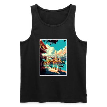 Thessalonique Grèce Décoration Affiche De Voyage - Débardeur bio Premium Homme - noir - Devant - Michal (187cm)