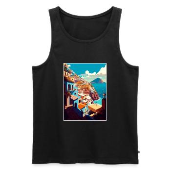 Positano Italie Vintage voyage affiche WPA Souvenir - Débardeur bio Premium Homme - noir - Devant - Michal (187cm)