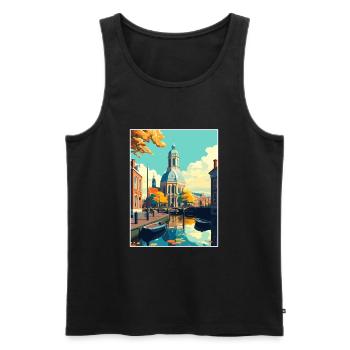 Leiden Netherlands Vintage Travel Poster Souvenir - Men's Premium Organic Tank Top - black - Front - Michal (187cm)