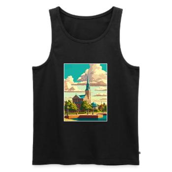 Karlskrona suédois Vintage voyage affiche Souvenir - Débardeur bio Premium Homme - noir - Devant - Michal (187cm)