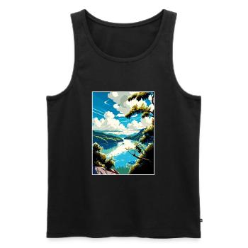 Danube River Europe Vintage Travel Poster Souvenir - Men's Premium Organic Tank Top - black - Front - Michal (187cm)