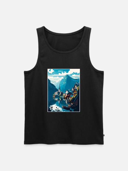 Hallstättersee Alpine Bergkulisse - Männer Premium Bio Tank Top - Schwarz