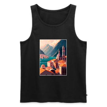 Kotor Monténégro Vintage voyage affiche Souvenir - Débardeur bio Premium Homme - noir - Devant - Michal (187cm)