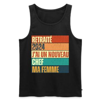 Retraité 2024 humour retraite cadeau pour retraité - Débardeur bio Premium Homme - noir - Devant - Michal (187cm)