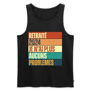 Retraité 2024 humour retraite cadeau pour retraité - Débardeur bio Premium Homme - noir - Devant - Michal (187cm)