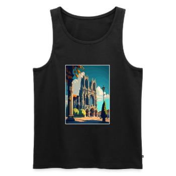 Reims France Vintage Travel Poster WPA Souvenir - Men's Premium Organic Tank Top - black - Front - AI Model Male 178 light (178cm)