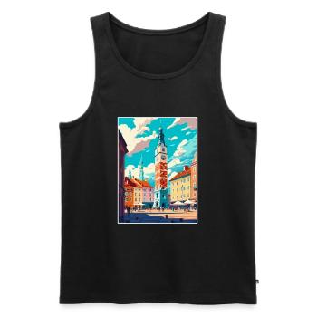 Poznan European Poland Vintage Travel Poster WPA - Men's Premium Organic Tank Top - black - Front - Michal (187cm)