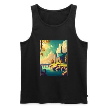 Stockholm Suède suédois Vintage voyage affiche WPA - Débardeur bio Premium Homme - noir - Devant - Michal (187cm)