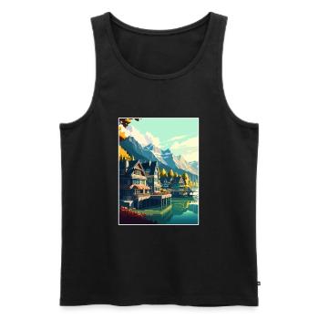 Interlaken Schweiz Vintage Reiseposter WPA - Männer Premium Bio Tank Top - Schwarz - Vorne - Michal (187cm)