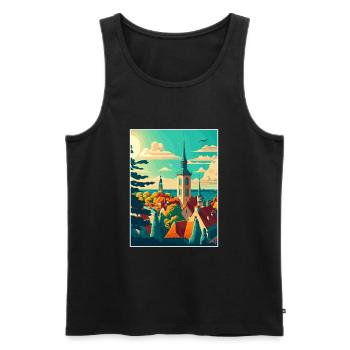 Tallinn Estonie Vintage voyage affiche WPA Souvenir - Débardeur bio Premium Homme - noir - Devant - Michal (187cm)