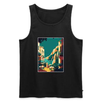 Capri Italy Coastal Vintage Travel Poster Souvenir - Men's Premium Organic Tank Top - black - Front - Michal (187cm)