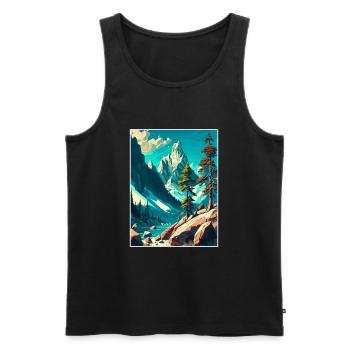 Triglav Slovenia Vintage Travel Poster Souvenir - Men's Premium Organic Tank Top - black - Front - AI Model Male 178 light (178cm)