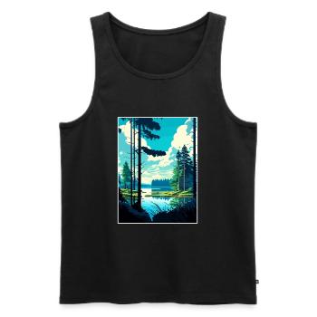 Bialowieża Pologne Affiche de voyage vintage souvenir - Débardeur bio Premium Homme - noir - Devant - Michal (187cm)