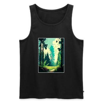 Forêt de Bialowieża Pologne Affiche de voyage vintage WPA - Débardeur bio Premium Homme - noir - Devant - Michal (187cm)