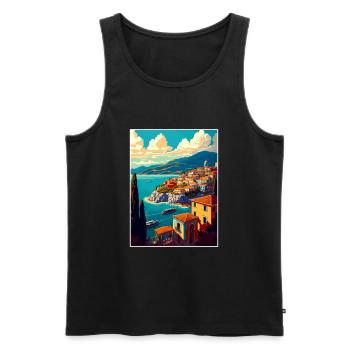 Kavala Grèce Décoration Vintage Voyage Affiche WPA - Débardeur bio Premium Homme - noir - Devant - Michal (187cm)