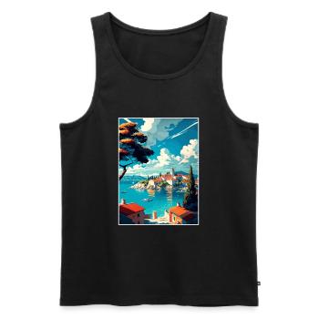 Dalmacija Hrvatska Croatia Coastal Travel Poster - Men's Premium Organic Tank Top - black - Front - Michal (187cm)