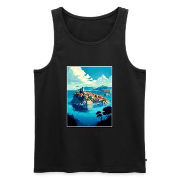 Île de Ciovo Croatie Vintage voyage affiche WPA Art - Débardeur bio Premium Homme - noir - Devant - Michal (187cm)