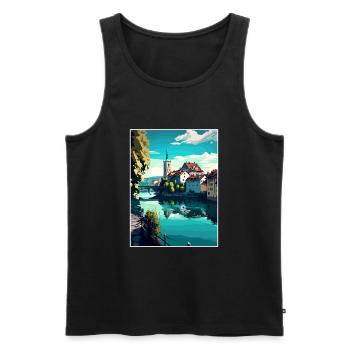 Schaffhausen Switzerland Vintage Travel Poster WPA - Men's Premium Organic Tank Top - black - Front - Michal (187cm)