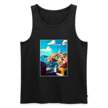 Procida Italie Décoration Vintage Voyage Affiche WPA - Débardeur bio Premium Homme - noir - Devant - Michal (187cm)