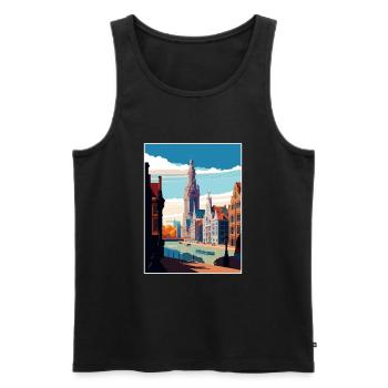 Antwerp Belgium Vintage Travel Poster WPA Souvenir - Men's Premium Organic Tank Top - black - Front - Michal (187cm)